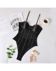 Kryptograficzna czarna siatka przezroczyste body metalowe paski łańcuchowe body bez pleców seksowny kombinezon typu Bodycon Fash