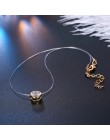 Dayoff przezroczysty cyrkon okrągły wisiorek naszyjniki kobiety biżuteria złoty wędkarstwo niewidzialny naszyjnik Hollow Collar 