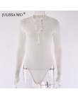 Julissa mo Sexy V Neck body z dzianiny damskie czarne guziki z długim rękawem pajacyki kombinezon damski 2018 Casual jednoczęści