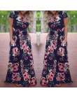 Kobiety długa, maksi sukienka 2020 lato kwiatowy Print Boho plaża sukienka z krótkim rękawem suknia wieczorowa tunika Vestidos P