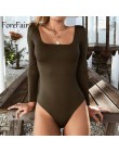 Forefair Sexy Bodycon Body z długim rękawem kwadratowy dekolt płaszcza otwarte krocza podstawowe białe czarne czerwone kombinezo