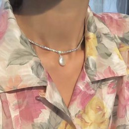 2020 moda Choker naszyjnik kobiety artystyczny kryształ barokowy naszyjniki z pereł i wisiorki Wedding Party biżuteria Handmade