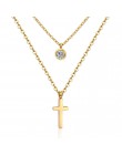 LUXUKISSKIDS Hot CZ Double Choker naszyjnik stal nierdzewna 316L stalowy łańcuch wisiorki zestaw naszyjników dla kobiet mężczyzn