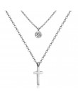 LUXUKISSKIDS Hot CZ Double Choker naszyjnik stal nierdzewna 316L stalowy łańcuch wisiorki zestaw naszyjników dla kobiet mężczyzn