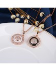Kobieta w stylu Vintage 585 różowe złoto koło wisiorek naszyjniki dla kobiet moda zdrowe ceramiczne oświadczenie naszyjnik elega