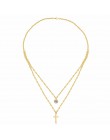 LUXUKISSKIDS Hot CZ Double Choker naszyjnik stal nierdzewna 316L stalowy łańcuch wisiorki zestaw naszyjników dla kobiet mężczyzn