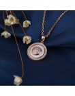 Kobieta w stylu Vintage 585 różowe złoto koło wisiorek naszyjniki dla kobiet moda zdrowe ceramiczne oświadczenie naszyjnik elega