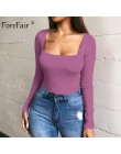 Forefair Sexy Bodycon Body z długim rękawem kwadratowy dekolt płaszcza otwarte krocza podstawowe białe czarne czerwone kombinezo