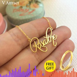 V przyciągaj spersonalizowana nazwa własna naszyjnik dla kobiet dostosowane Cursive tabliczka znamionowa Handmade Choker najleps
