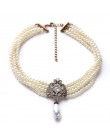 Moda kobiety biżuteria wielowarstwowe koraliki łańcuch romantyczny Choker naszyjnik imitacja perły naszyjnik kryształ klasyczne 