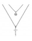LUXUKISSKIDS Hot CZ Double Choker naszyjnik stal nierdzewna 316L stalowy łańcuch wisiorki zestaw naszyjników dla kobiet mężczyzn