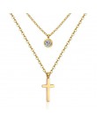 LUXUKISSKIDS Hot CZ Double Choker naszyjnik stal nierdzewna 316L stalowy łańcuch wisiorki zestaw naszyjników dla kobiet mężczyzn