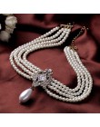 Moda kobiety biżuteria wielowarstwowe koraliki łańcuch romantyczny Choker naszyjnik imitacja perły naszyjnik kryształ klasyczne 