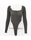 Articat czarny Off Shoulder Sexy body kobiety z długim rękawem Slash przyciski Bodycon pajacyki kombinezon damski solidny letni 