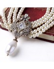 Moda kobiety biżuteria wielowarstwowe koraliki łańcuch romantyczny Choker naszyjnik imitacja perły naszyjnik kryształ klasyczne 