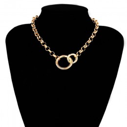 IngeSight. Z moda złoty kolor podwójne okrągłe koło Lasso Choker naszyjnik Choker komunikat naszyjnik obojczyka dla kobiet biżut