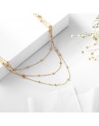 3 sztuk/zestaw Vintage koraliki łańcuch wielowarstwowy wisiorek naszyjnik Boho naszyjniki kobiety złoty kołnierz collier biżuter