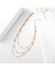 3 sztuk/zestaw Vintage koraliki łańcuch wielowarstwowy wisiorek naszyjnik Boho naszyjniki kobiety złoty kołnierz collier biżuter