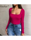 Forefair Sexy Bodycon Body z długim rękawem kwadratowy dekolt płaszcza otwarte krocza podstawowe białe czarne czerwone kombinezo