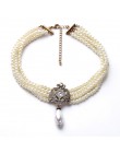 Moda kobiety biżuteria wielowarstwowe koraliki łańcuch romantyczny Choker naszyjnik imitacja perły naszyjnik kryształ klasyczne 