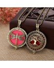 Nowa biżuteria aromaterapia Dragonfly naszyjnik drzewo życia Vintage otwarte medaliony wisiorki perfumy dyfuzor olejków eteryczn