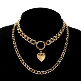 Po prostu czuć się wielowarstwowy barokowym grube łańcuszek naszyjnik Collares Punk złoty serce wisiorek Choker naszyjnik festiw