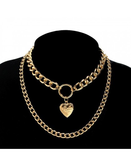 Po prostu czuć się wielowarstwowy barokowym grube łańcuszek naszyjnik Collares Punk złoty serce wisiorek Choker naszyjnik festiw