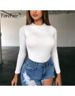 Forefair Sexy Skinny jednolity kolor, długi rękaw body damskie body Top jesienno-zimowa damska elegancka O Neck Slim białe czarn