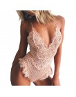 Sexy koronkowe Body damski Bodycon kombinezon lato wyciąć pajacyki klub kobiet kombinezon Body na ramiączkach kombinezony Femini