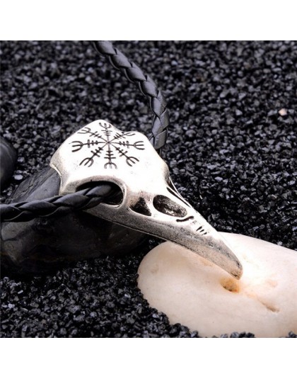 Modyle Viking Charms Vintage kolor srebrny punk etniczny Totem wrona wisiorek z czaszką skórzany łańcuszek krótkie naszyjniki da