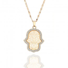 Nowy turecki Evil Eye Hand Hamsa naszyjnik zestawy kobiety złoty srebrny kryształ biżuteria drążą łańcuchy obojczyka Link Collie