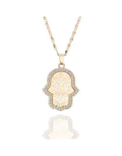 Nowy turecki Evil Eye Hand Hamsa naszyjnik zestawy kobiety złoty srebrny kryształ biżuteria drążą łańcuchy obojczyka Link Collie