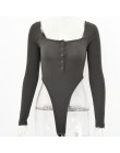 Articat czarny Off Shoulder Sexy body kobiety z długim rękawem Slash przyciski Bodycon pajacyki kombinezon damski solidny letni 