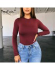 Forefair Sexy Skinny jednolity kolor, długi rękaw body damskie body Top jesienno-zimowa damska elegancka O Neck Slim białe czarn