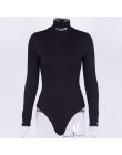 InstaHot bawełniany golf z nadrukiem body z nadrukiem kobiety jesień seksowny z długim rękawem Playsuits czarne obcisłe bluzki k