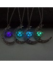2019 świecące w ciemności wisiorek naszyjniki posrebrzany łańcuszek naszyjniki Hollow księżyc i serce Choker naszyjnik Collares 