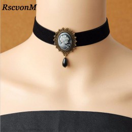 RscvonM gotycka biżuteria koronka w stylu vintage naszyjniki kobiety akcesoria Choker naszyjnik fałszywy kołnierz kreatywne nasz