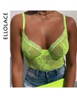 Ellolace 2019 różowy Neon koronki siatkowe body kobiety Sexy przejrzyste lato Backless kombinezony Bodycon kobiet nowy szczupły 