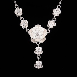 Moda kolor srebrny wisiorek kwiat naszyjnik dla kobiet Wedding Party Chokers wyróżniający się naszyjnik biżuteria walentynki pre