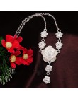 Moda kolor srebrny wisiorek kwiat naszyjnik dla kobiet Wedding Party Chokers wyróżniający się naszyjnik biżuteria walentynki pre
