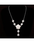 Moda kolor srebrny wisiorek kwiat naszyjnik dla kobiet Wedding Party Chokers wyróżniający się naszyjnik biżuteria walentynki pre