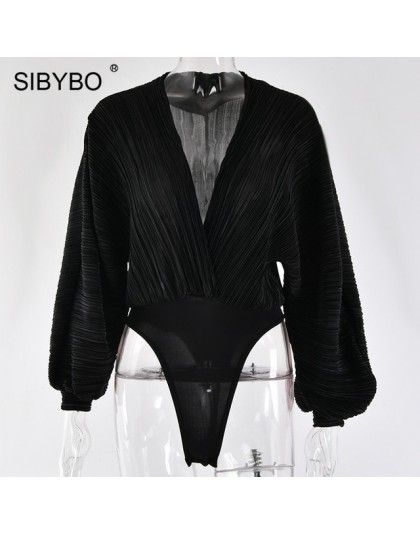 Sibybo głęboki dekolt w serek Patchwork Sexy body kobiety moda z długim rękawem luźne damskie pajacyki wiosna body na co dzień k