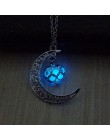 2019 świecące w ciemności wisiorek naszyjniki posrebrzany łańcuszek naszyjniki Hollow księżyc i serce Choker naszyjnik Collares 