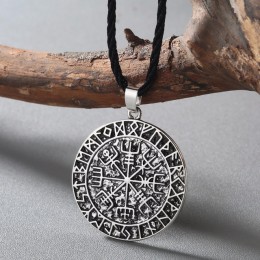 CHENGXUN Guidepost kompas naszyjnik talizman Viking starszy Futhark wisiorek Valknut Pagan Amulet Vegvisir skandynawski Norse pr