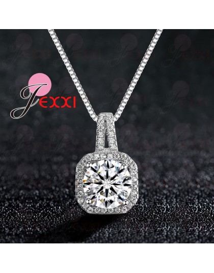 Hot 925 Sterling Silver naszyjnik i wisiorki biżuteria dla kobiet z pole łańcucha luksusowe Big CZ kryształ kamień akcesoria