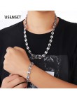 USENSET Charms ziarna kawy łańcuchy zestaw ze stali nierdzewnej naszyjniki dla kobiet mężczyzn 8-13MM Hiphop oświadczenie naszyj