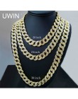 UWIN Iced Out Bling kryształ Rhinestone Goldgen wykończenie Miami kubański Link łańcuch męski hip hop naszyjnik biżuteria 20,24,