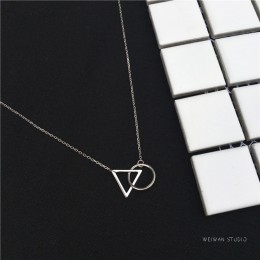 XIYANIKE 925 Sterling Silver krótki naszyjnik minimalistyczny łańcuszek do obojczyka kobiet trójkąt okrągły wisiorek odporność n