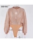 Sibybo głęboki dekolt w serek Patchwork Sexy body kobiety moda z długim rękawem luźne damskie pajacyki wiosna body na co dzień k