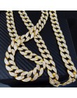 UWIN Iced Out Bling kryształ Rhinestone Goldgen wykończenie Miami kubański Link łańcuch męski hip hop naszyjnik biżuteria 20,24,